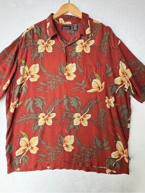 OP Rust Red Tropical Floral Button-Down Shirt